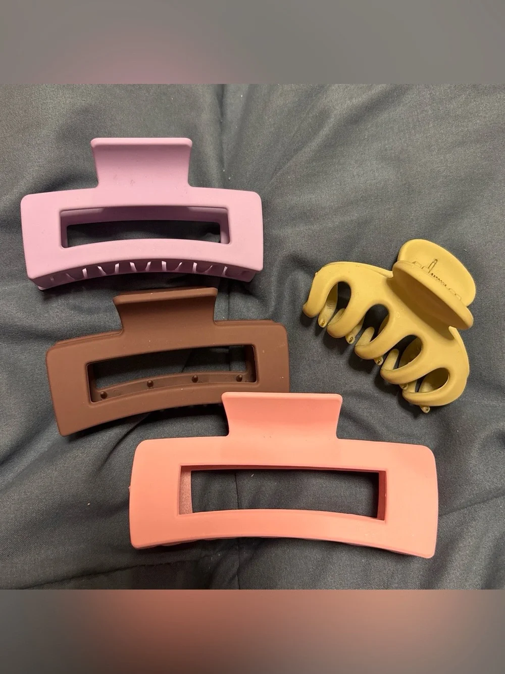 Matte Silicone Hair Claw Clips - Pink, Mauve, Brown, Mustard